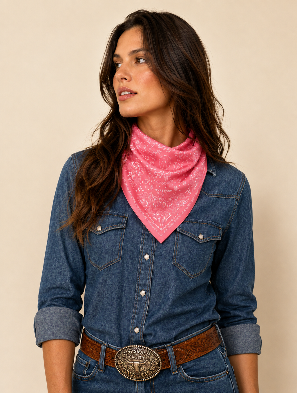 BANDANA TEXAS FARM - BN017 - ROSA