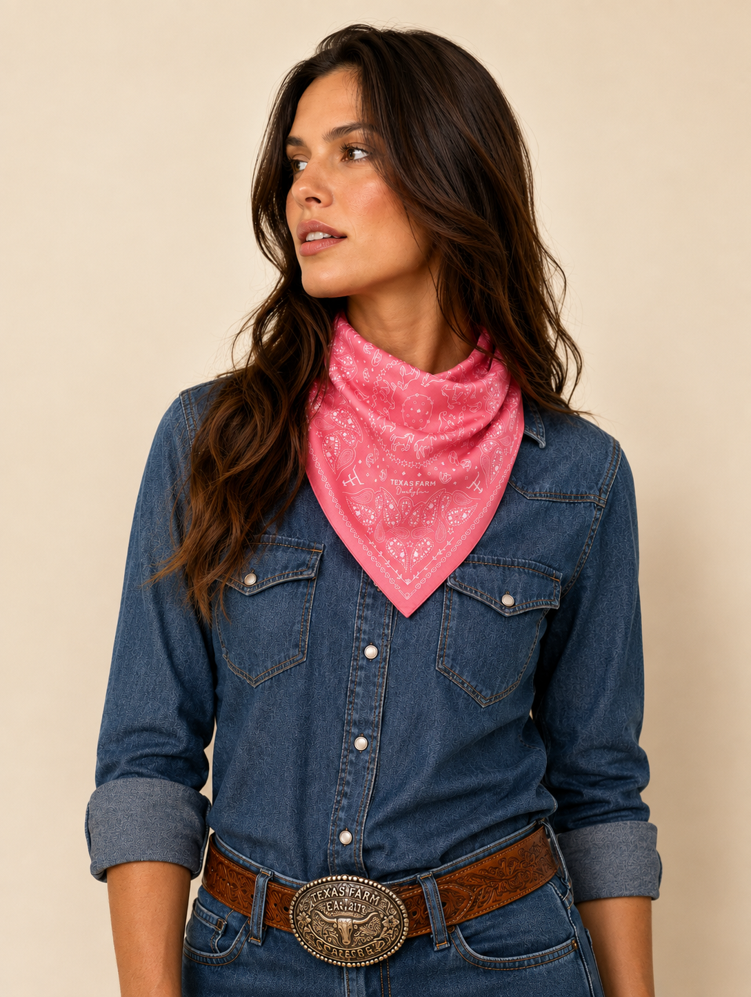 BANDANA TEXAS FARM - BN017 - ROSA