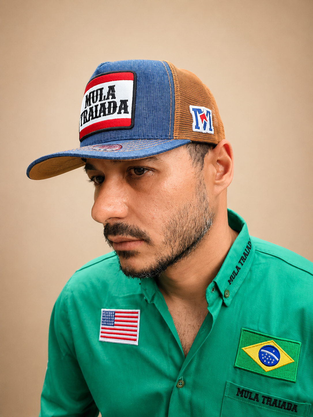 BONE MULA TRAIADA - BANDEIRA - MT101 - JEANS