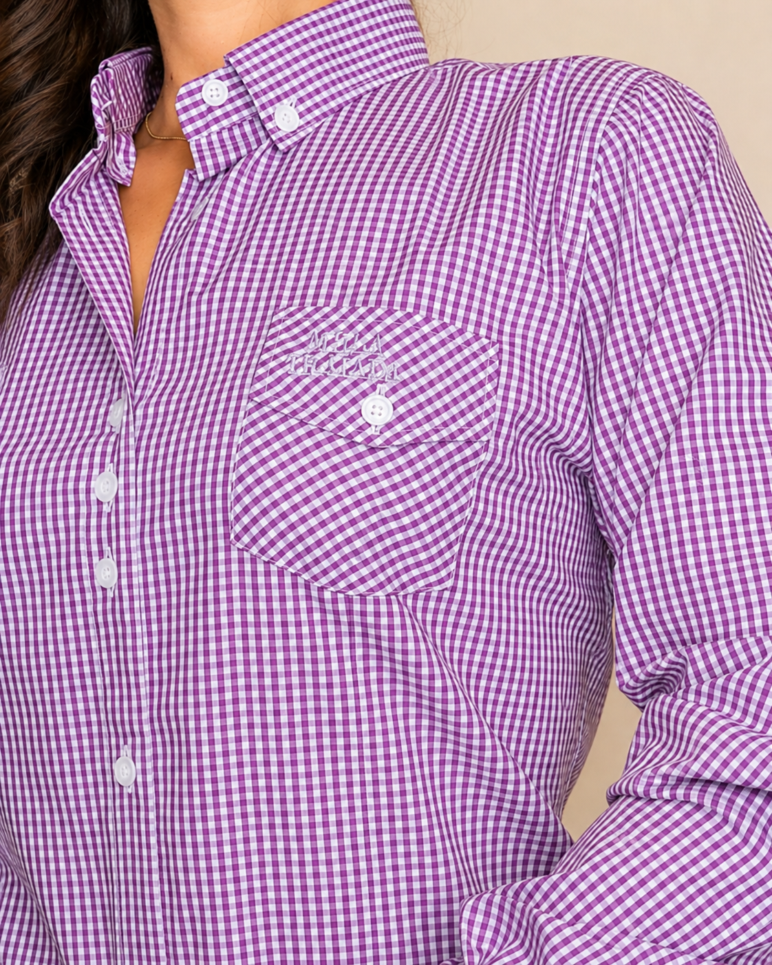 CAMISA - FEMININA - MULA TRAIADA - ML XADREZ - LILÁS