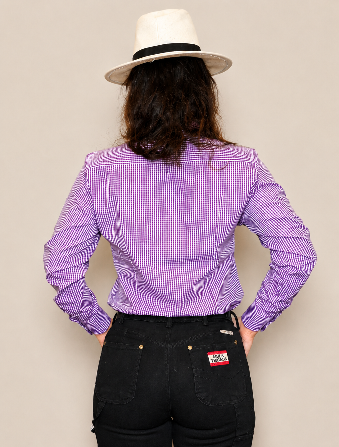 CAMISA - FEMININA - MULA TRAIADA - ML XADREZ - LILÁS