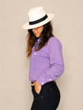 CAMISA - FEMININA - MULA TRAIADA - ML XADREZ - LILÁS