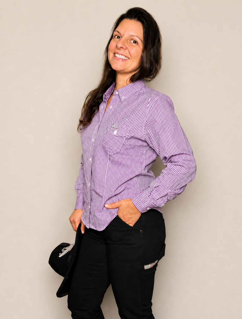 CAMISA - FEMININA - MULA TRAIADA - ML XADREZ - LILÁS