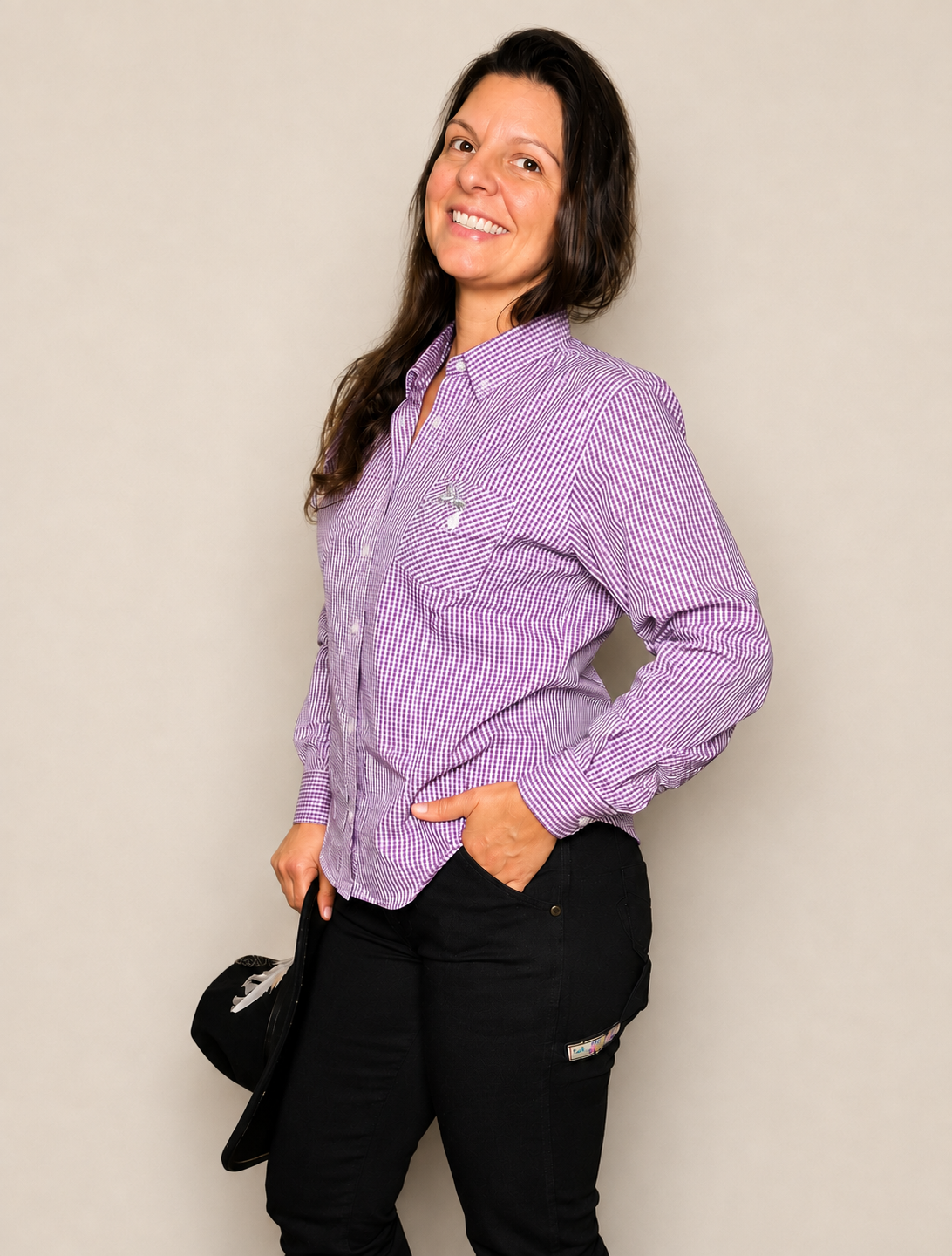 CAMISA - FEMININA - MULA TRAIADA - ML XADREZ - LILÁS