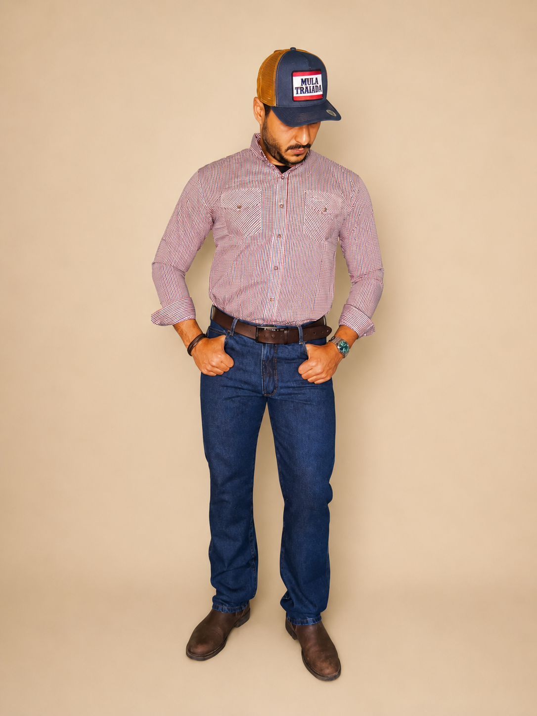 CAMISA - MASCULINA - MULA TRAIADA - ML XADREZ - AZUL/VERMELHO