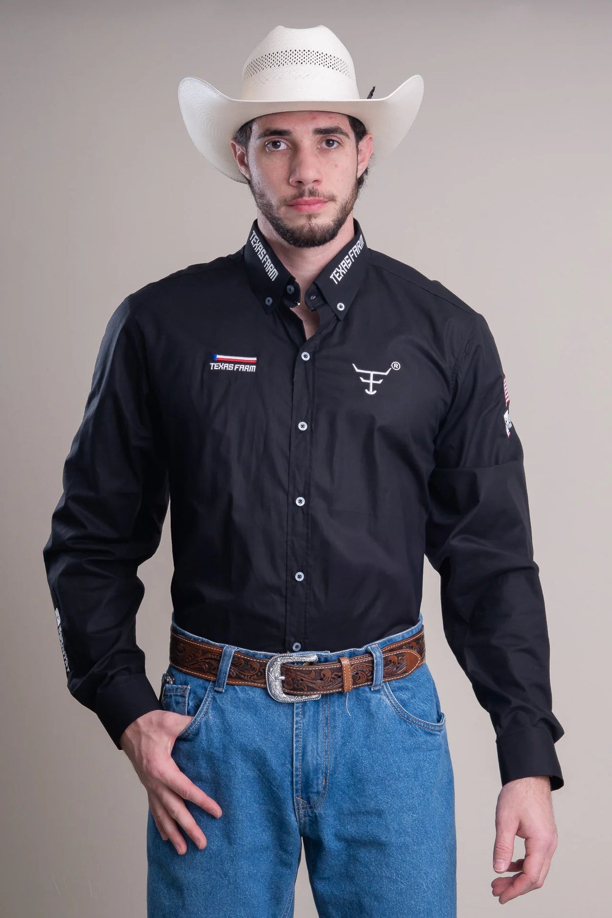 CAMISA COMPETIÇÃO MASCULINA MANGA LONGA - CP009  - PRETO-BRANCO