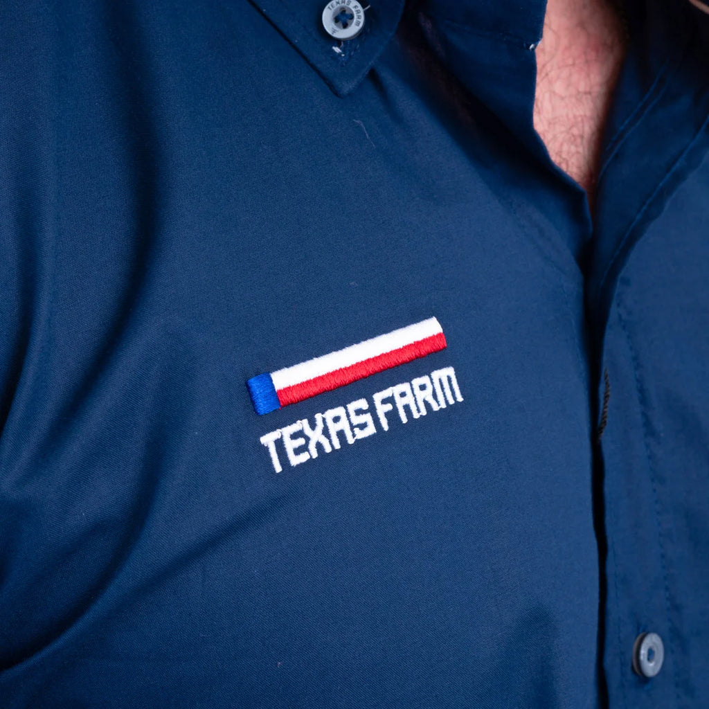 CAMISA COMPETIÇÃO MASCULINA MANGA LONGA TEXAS FARM - CP009 - AZUL MARINHO - BRANCO