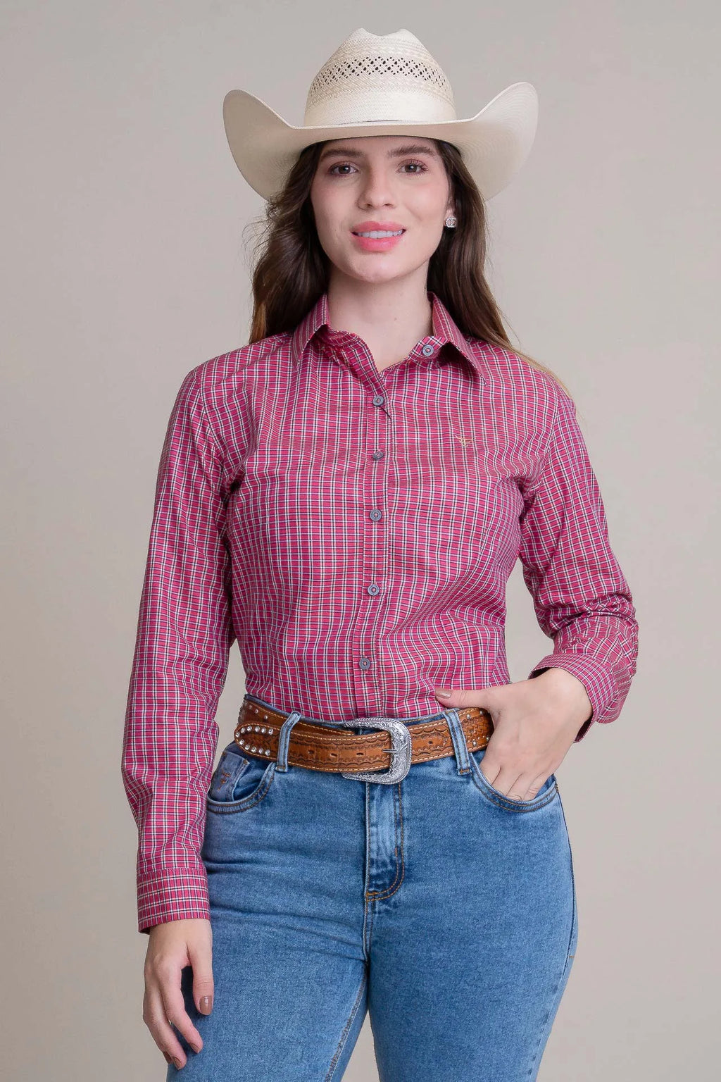 CAMISA FEMININA MANGA LONGA TEXAS FARM - CAF137 - XADREZ