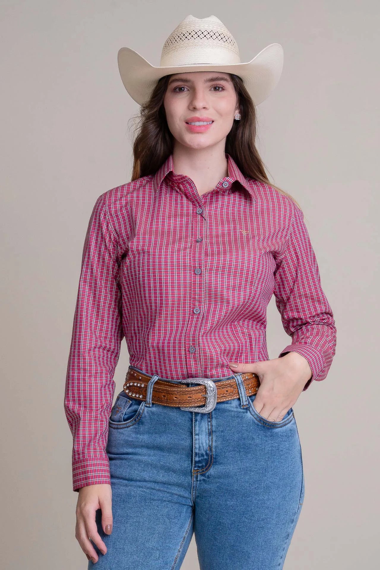 CAMISA FEMININA MANGA LONGA TEXAS FARM - CAF137 - XADREZ