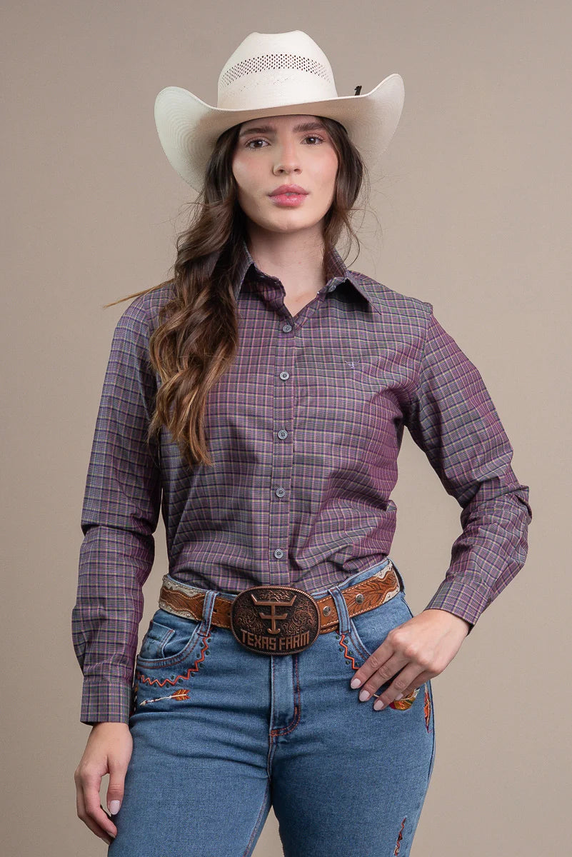CAMISA FEMININA MANGA LONGA TEXAS FARM - CAF144 - XADREZ