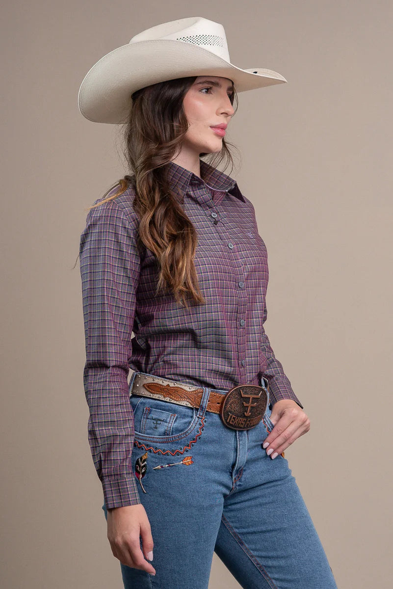 CAMISA FEMININA MANGA LONGA TEXAS FARM - CAF144 - XADREZ