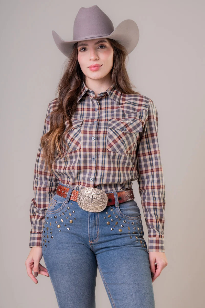 CAMISA FEMININA MANGA LONGA TEXAS FARM - WESTERN - CAF161 FLANELA