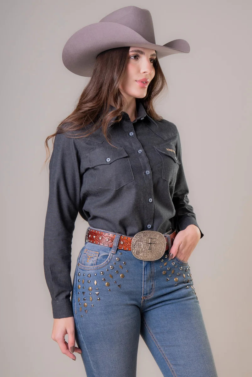 CAMISA FEMININA MANGA LONGA TEXAS FARM - WESTERN - CAF162 - FLANELA