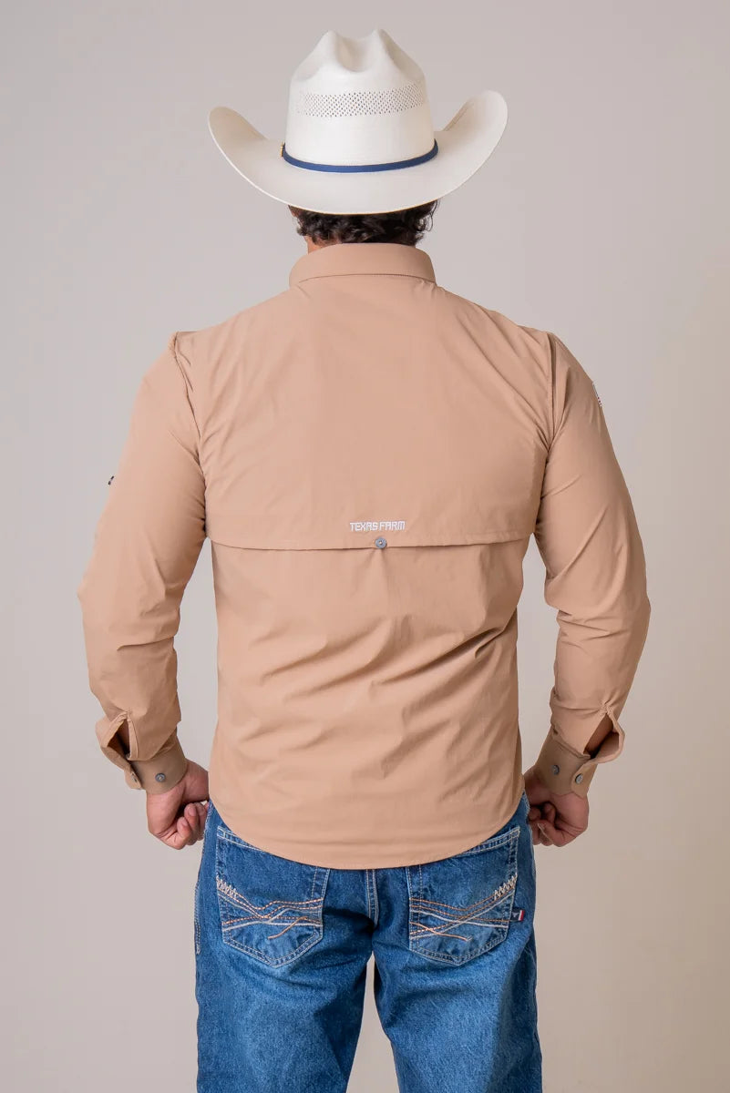 CAMISA MASCULINA MANGA LONGA TEXAS FARM UV50+ - EXPLORER - CAL651 - CAQUI 1
