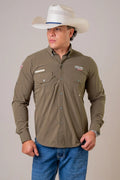 CAMISA MASCULINA MANGA LONGA TEXAS FARM UV50+ - EXPLORER - CAL651 - VERDE FLORESTA
