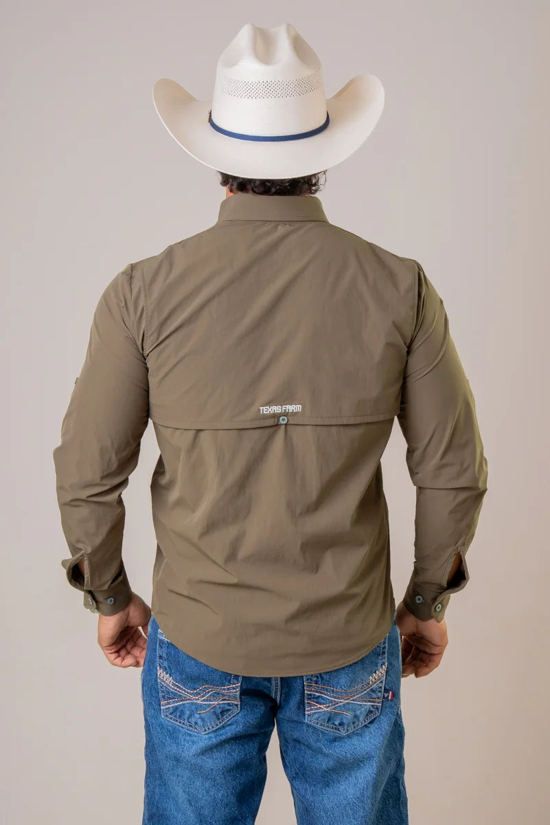 CAMISA MASCULINA MANGA LONGA TEXAS FARM UV50+ - EXPLORER - CAL651 - VERDE FLORESTA