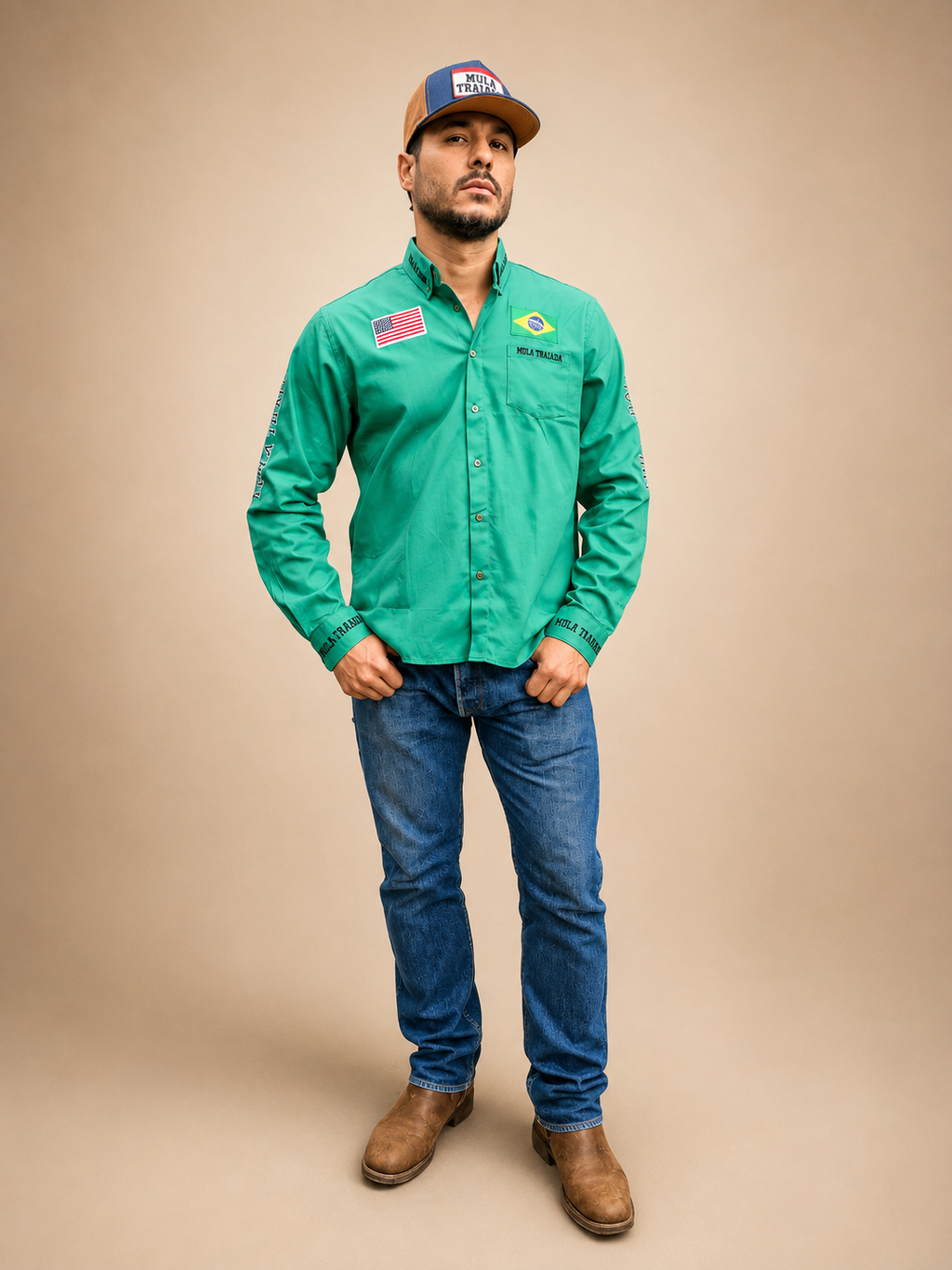 CAMISA MULA TRAIADA ML MASCULINA COMPETIÇÃO - MT203 VERDE