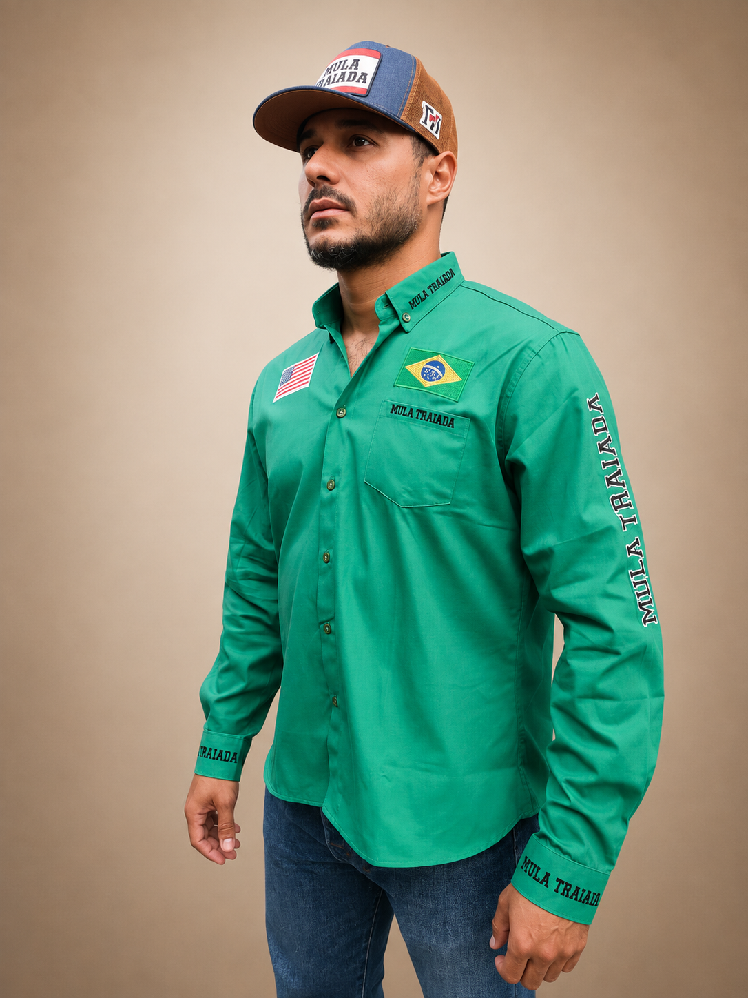 CAMISA MULA TRAIADA ML MASCULINA COMPETIÇÃO - MT203 VERDE