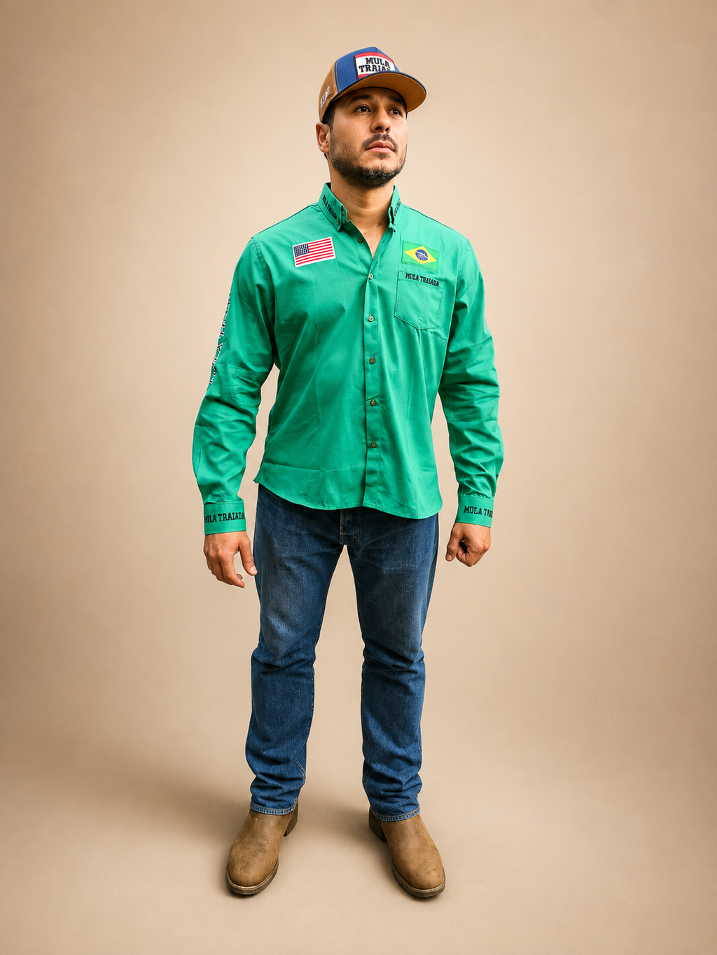 CAMISA MULA TRAIADA ML MASCULINA COMPETIÇÃO - MT203 VERDE