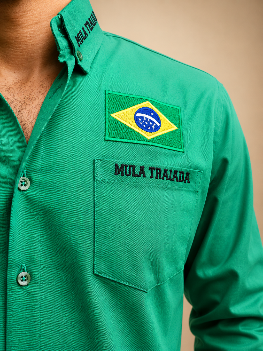 CAMISA MULA TRAIADA ML MASCULINA COMPETIÇÃO - MT203 VERDE