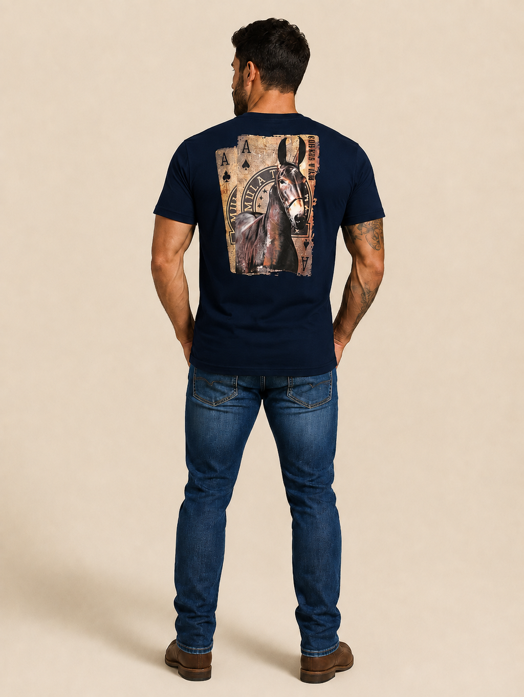 CAMISETA - MASCULINA - MULA TRAIADA - AZUL MARINHO