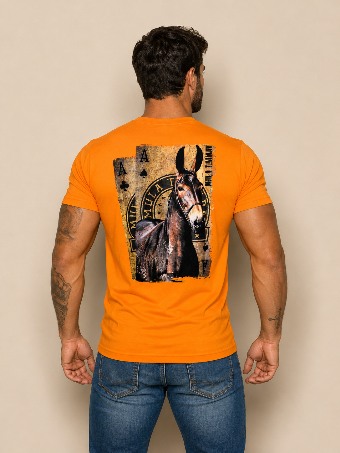 CAMISETA - MASCULINA - MULA TRAIADA - LARANJA