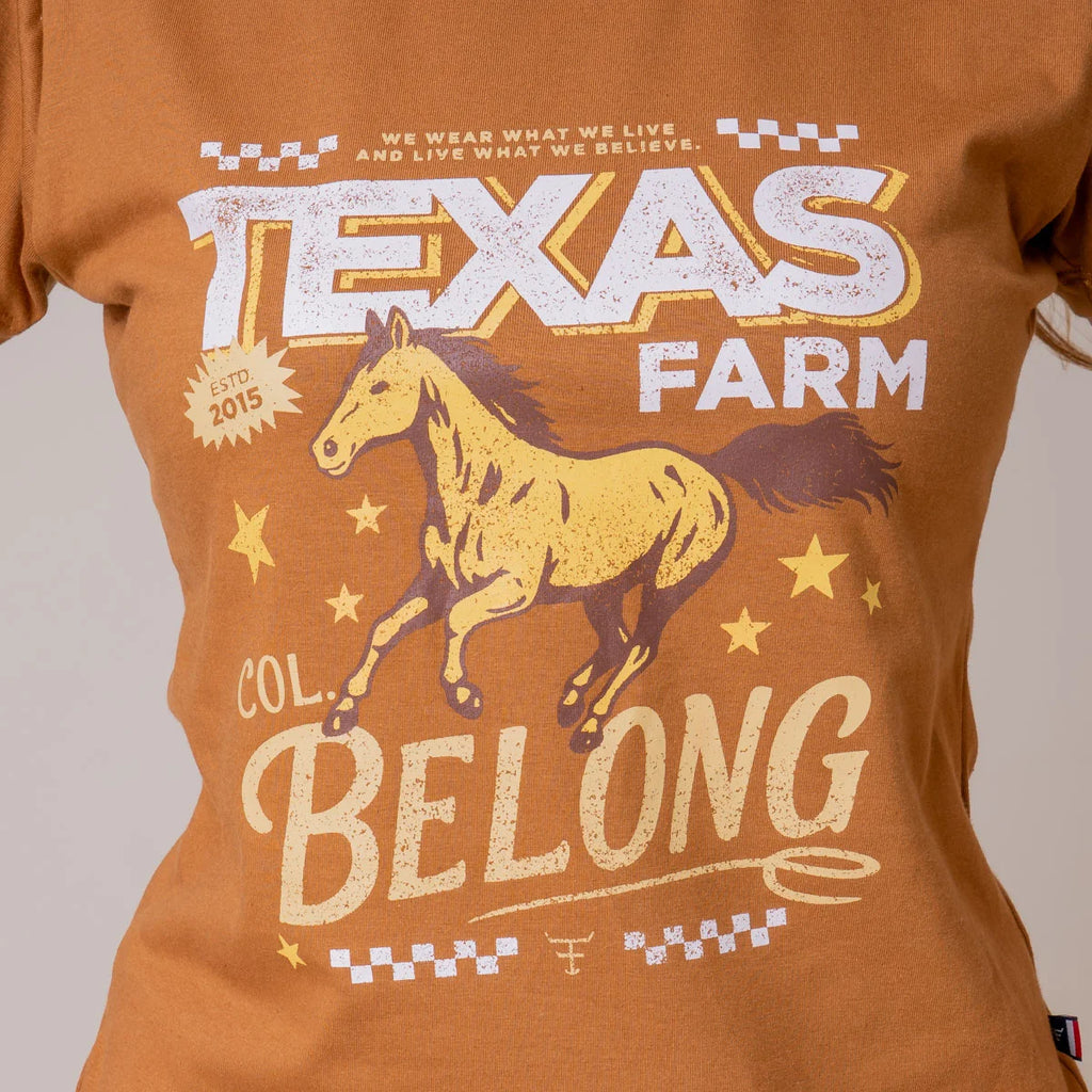 CAMISETA FEMININA TEXAS FARM - STELLAR - CF368 - MARROM CAPPUCCINO OFF-WHITE