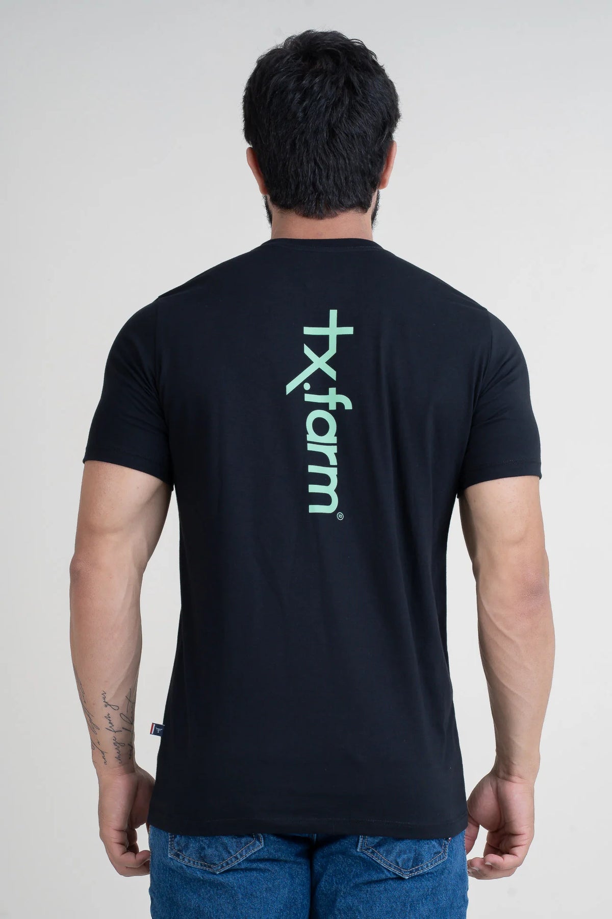 CAMISETA MASCULINA TEXAS FARM - CM615 - PRETO - VERDE MENTA