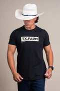 CAMISETA MASCULINA TEXAS FARM - CM684 - PRETO OFF-WHITE