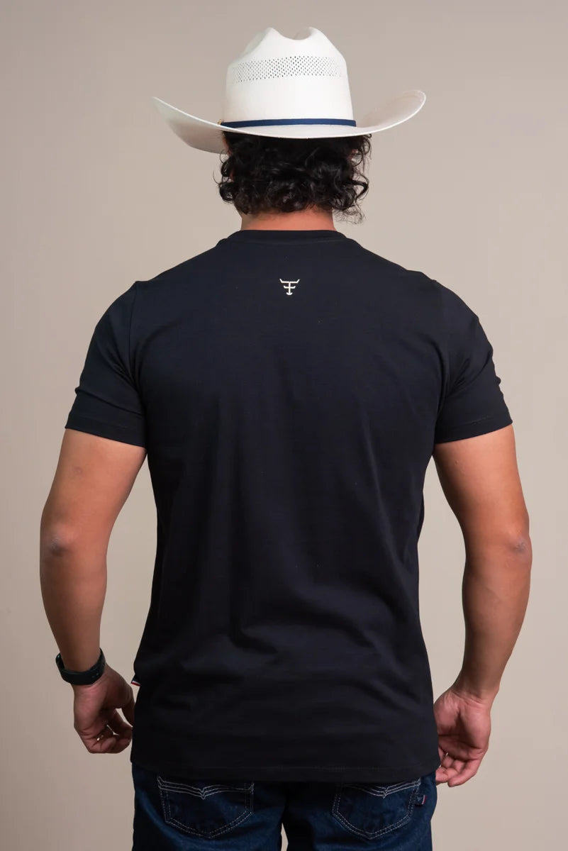 CAMISETA MASCULINA TEXAS FARM - CM684 - PRETO OFF-WHITE