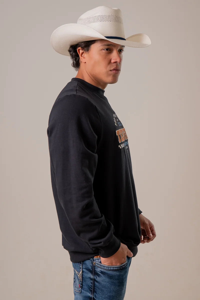 MOLETOM GOLA CARECA TEXAS FARM - RACE START - MTC004 - PRETO - CARAMELO