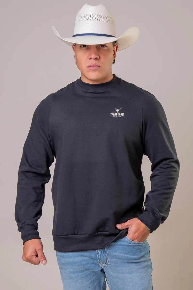 MOLETOM GOLA CARECA TEXAS FARM - SHIELD - MTC005 - PRETO BEGE CLARO