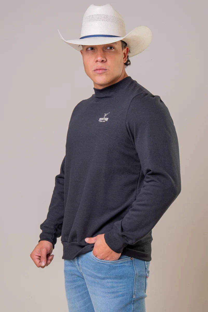 MOLETOM GOLA CARECA TEXAS FARM - SHIELD - MTC005 - PRETO BEGE CLARO